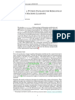 P P R G M L: Geomstats A Ython Ackage For Iemannian Eometry in Achine Earning