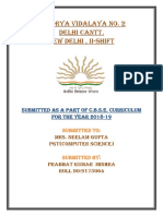 Kendrya Vidalaya No. 2 Delhi Cantt. New Delhi, Ii-Shift: Submitted As A Part of C.B.S.E. Curriculum FOR THE YEAR 2018-19