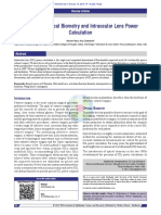 Update On Optical Biometry and Intraocular Lens Power Calculation