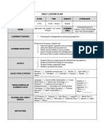 Daily Lesson Plan: DAY Date Class Time Subject Attendance