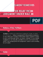 Petition For Relief From Judgments Orders or Other Proceedings Rule 38