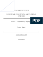 Programming Languages' Lecture Notes by Hüsnü Yenigün (CS305) (Sabancı University)