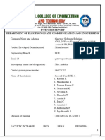 Intenship Report Department of Electronics and Commiunication and Engineering