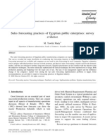 Sales Forecasting Practices of Egyptian Public Enterprises - Survey