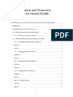 Prevention and Promotion Activities For Mental Health