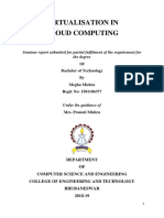 Virtualisation in Cloud Computing: Seminar Report Submitted For Partial Fulfilment of The Requirement For The Degree