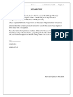 Declaration: Performance Using Ratio Analysis" Which Is Submitted by Me To Department of