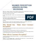 Influences of Consumer Perception On Buying Decisions