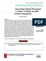 Factors Influencing Capital Structure On Firm's Value: A Study On DSE Listed Companies