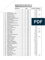 Description: Recommended Rates For Spare Parts of Cummins Make 125 Kva D.G.Set S.L. Qty RATES /unit (RS.)