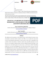 Financial Awareness of Students Entering Higher Education Based On The Results of A Questionnaire Research