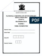 NCSE 2015 Mathematics 1