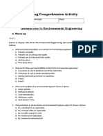 A Reading Comprehension Activity - Environmental Engineering