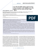 Tracking Progress On The Health Status and Service Delivery Outcomes For Neonates and Children in The Metro West Geographic Service Area of The Cape Metropole, 2010 - 2015