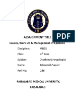 Assaignment Title: Causes, Work Up & Management of Epistaxis Discipline: MBBS