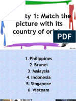 Activity 1: Match The: Picture With Its Country of Origin