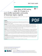 Prevalence and Correlates of HIV Testing Among Adolescents 10 - 19 Years in A Post-Conflict Pastoralist Community of Karamoja Region, Uganda