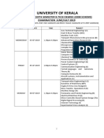 University of Kerala: Time Table For The Sixth Semester B.Tech Degree (2008 Scheme) Examination June/July 2019