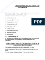 Maintenance Procedure For Substations and Switchgear