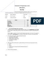 Pre-Test: Introduction To Programming 1 and 2 Ama Davao