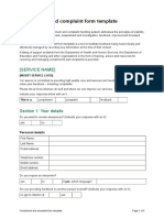 Template Form Compliments and Complaints Management