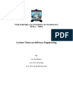 Lecture Notes On Software Engineering: Veer Surendra Sai University of Technology BURLA - 768018