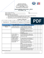 Classroom Observation Tool Form