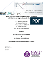 Reactor Design For The Alkylation of Ethylene With Benzene To Produce Ethylbenzene