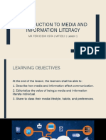 Introduction To Media and Information Literacy