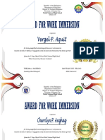 Award For Work Immersion