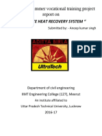 "Waste Heat Recovery System ": Internship / Summer Vocational Training Project Report On