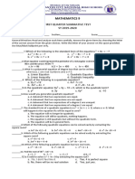 MATHEMATICS 9 1st Grading Summative 2019-2020