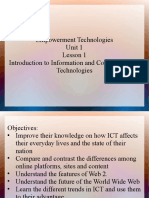 Empowerment Technologies Unit 1 Lesson 1 Introduction To Information and Communication Technologies