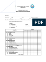 Rubric For Practice Teaching Portfolio