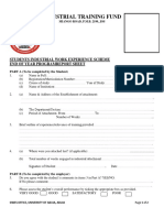 Industrial Training Fund: Students Industrial Work Experience Scheme End of Year Programreport Sheet