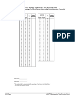 Worksheet For The GRE Mathematics Test, Form GR1768 Answer Key and Percentages of Test Takers Answering Each Question Correctly