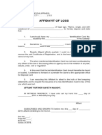 Affidavit of Loss Template