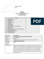 Classes Tutor: Syllabus Statistics For Economics and Business 3 Credit Semester