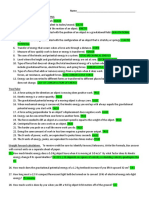 Work Energy Practice Quiz Answers