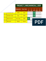 Project (Mechanical) Department - Attendance Sheet For The Month of September - 2017