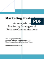 Marketing Strategies: An Analysis On Marketing Strategies of Reliance Communications