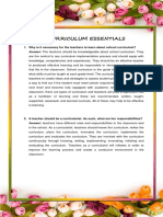 Curriculum Essentials: 1. Why Is It Necessary For The Teachers To Learn About School Curriculum?