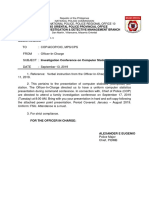 Memorandum: Misamis Oriental Police Provincial Office Provincial Investigation & Detective Management Branch