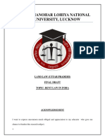 Dr. Ram Manohar Lohiya National Law University, Lucknow: Land Law (Uttar Pradesh) Final Draft Topic-Rent Law in India