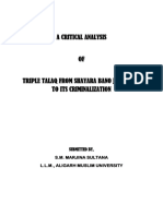 A Critical Analysis of Triple Talaq From Shayara Bano Judgement To Its Criminalization