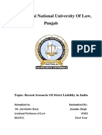 Rajiv Gandhi National University of Law, Punjab: Topic: Recent Scenario of Strict Liability in India