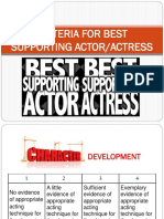 Criteria For Best Supporting Actor