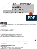 Articles, Adv. Adj. Preposition, Conjunction