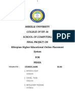 Mekelle University College of Eit-M School of Computing Final Project On Ethiopian Higher Educational Online Placement System FOR Neaea