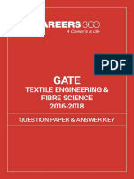 GATE 2016 2018 Textile Engineering and Fibre Science Question Paper and Answer Key PDF